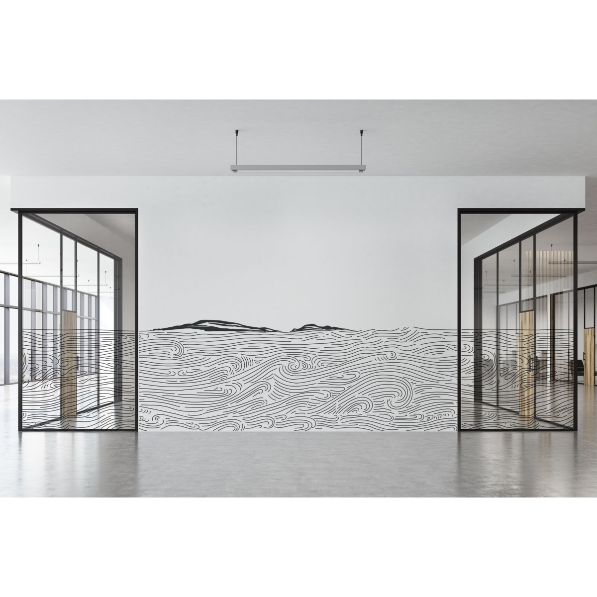 Papier peint panoramique Montagnes, Bleu 450 x 250cm blanc, ACTE DECO