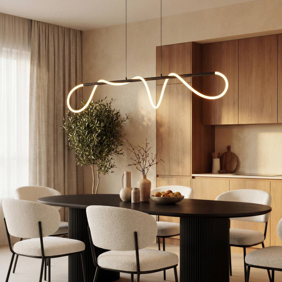 Suspension oblong SIVEO noir, ATMOSPHERA