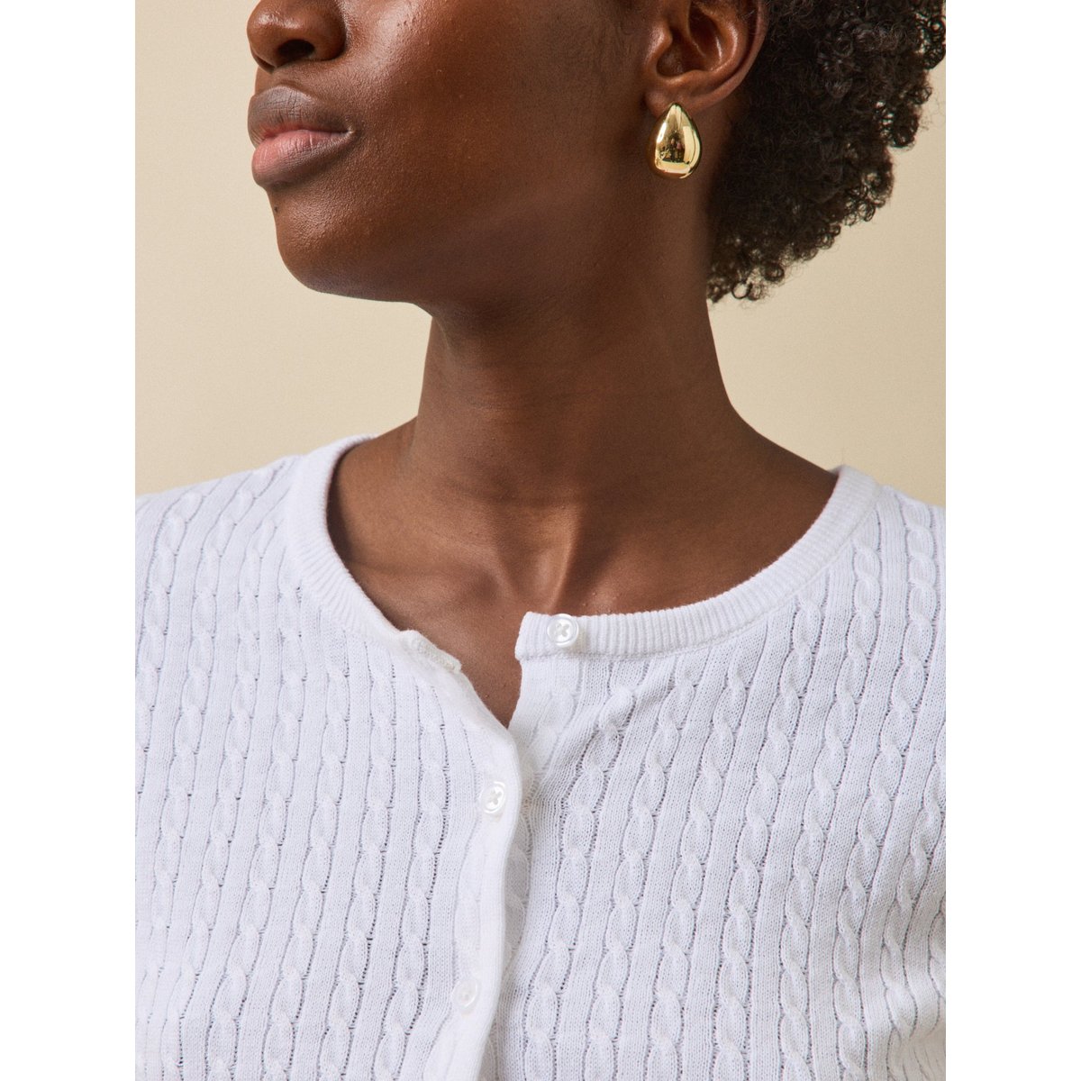 Gilet torsades coton biologique blanc, CYRILLUS