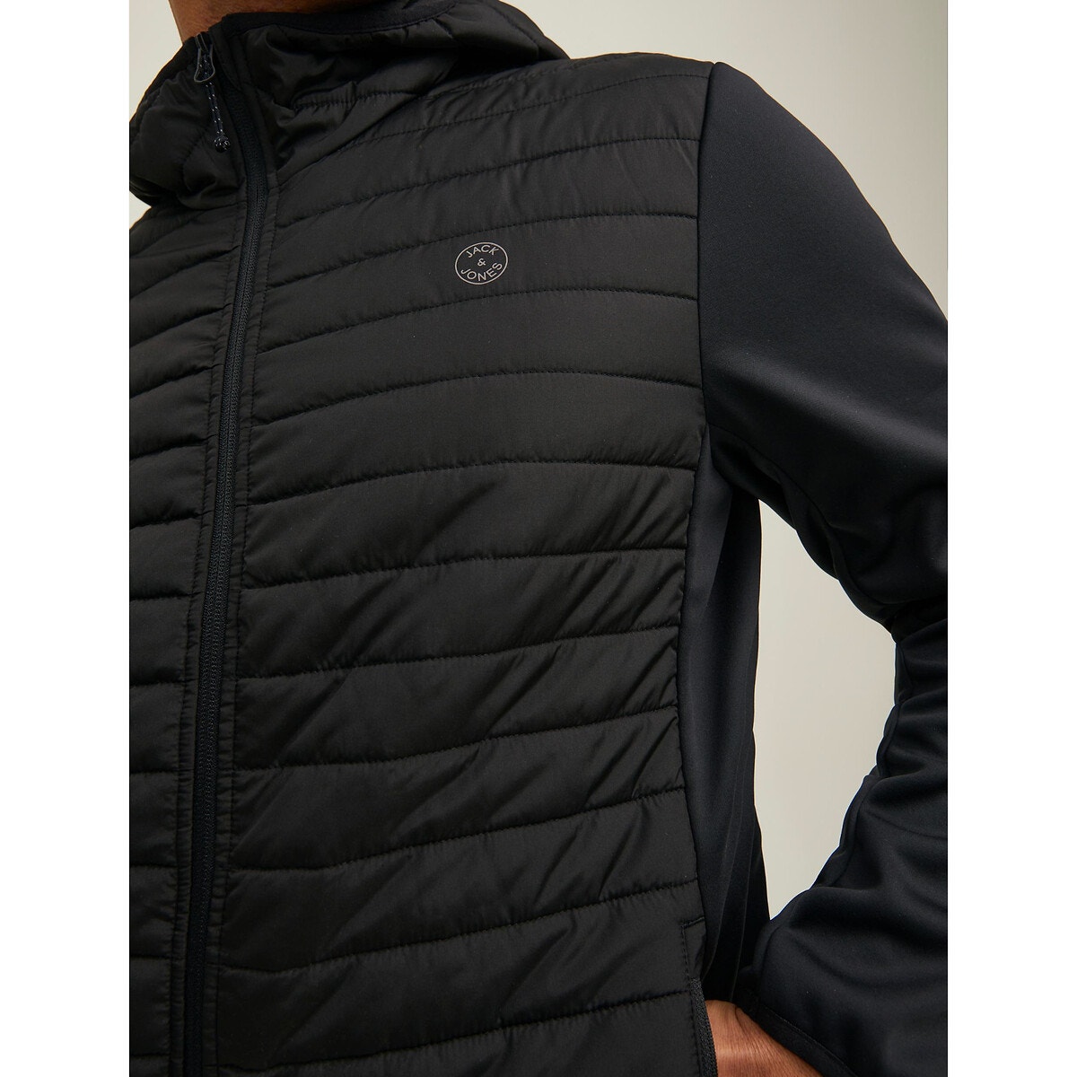 Veste bi-matière matelassée Multi Quilted noir, JACK & JONES