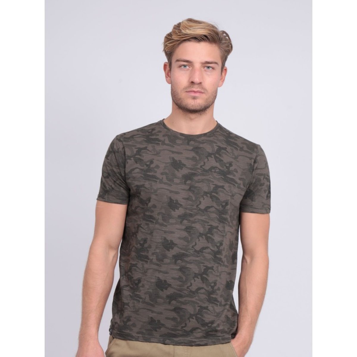 T-shirt Col Rond Pur Coton à Motifs Nendrix gris, RITCHIE