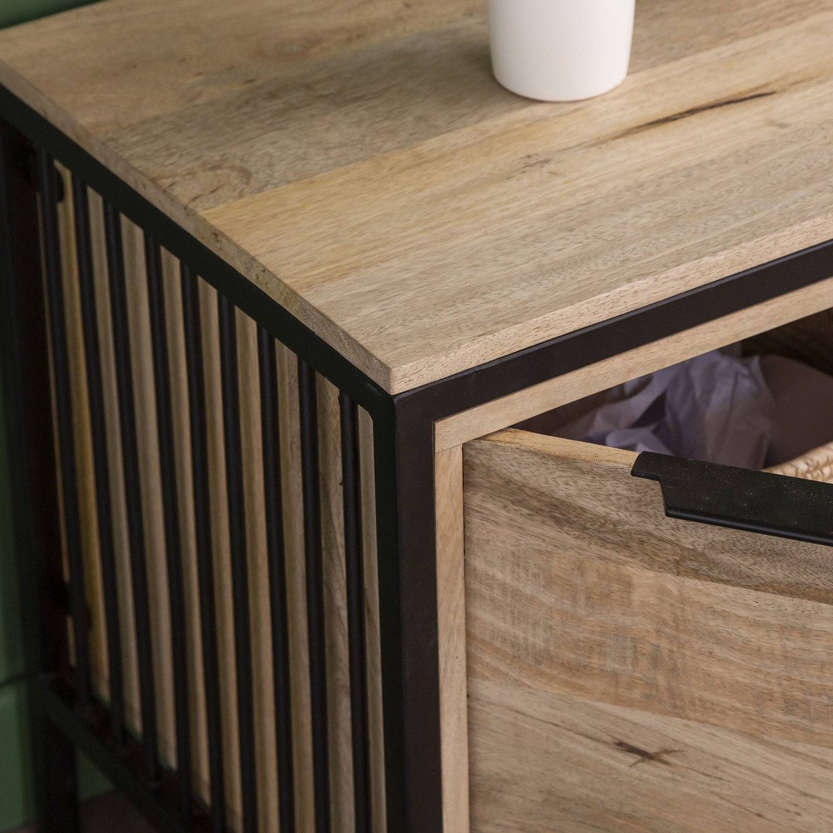 Meuble TV en bois de manguier et métal HÉLOÏSE noir, MADE IN MEUBLES