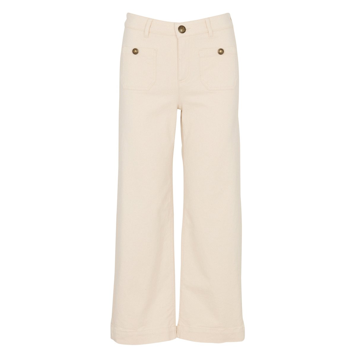 Jean large et cropped en coton mélangé MAE creme, Maison 123
