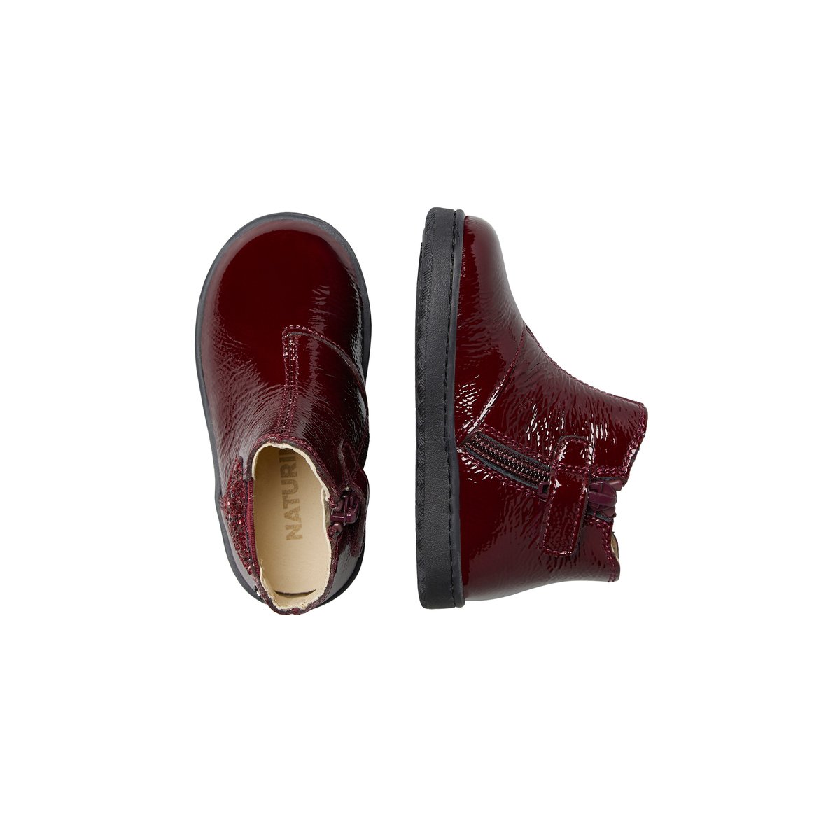 Chaussures premiers pas en cuir verni GLARNY HIGH 2 bordeaux-, NATURINO