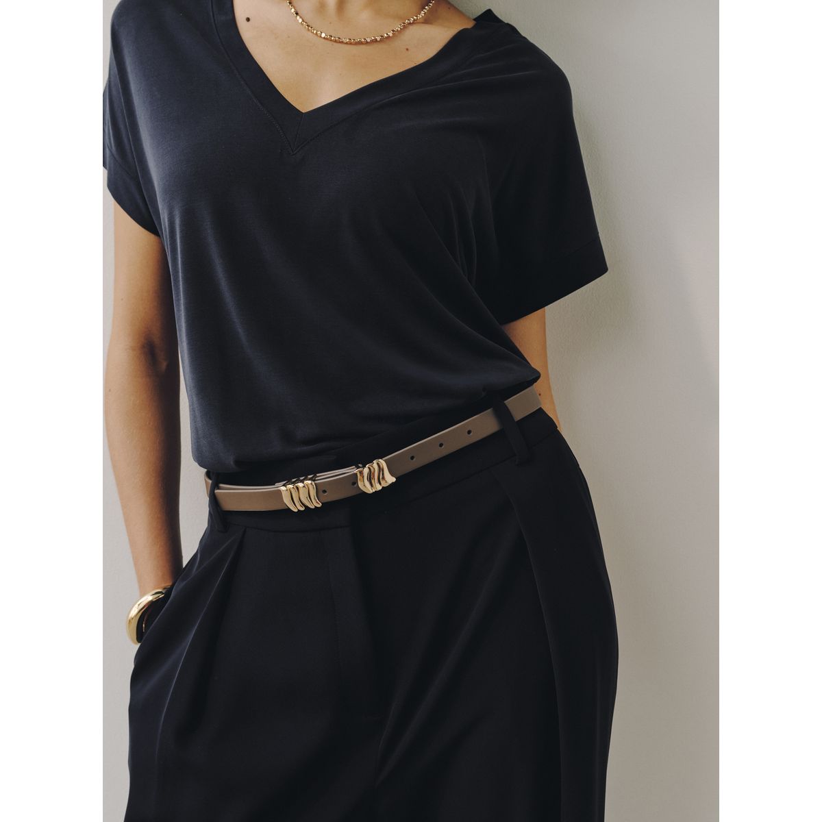 Ceinture fine en simili cuir résumé marron, NEXT