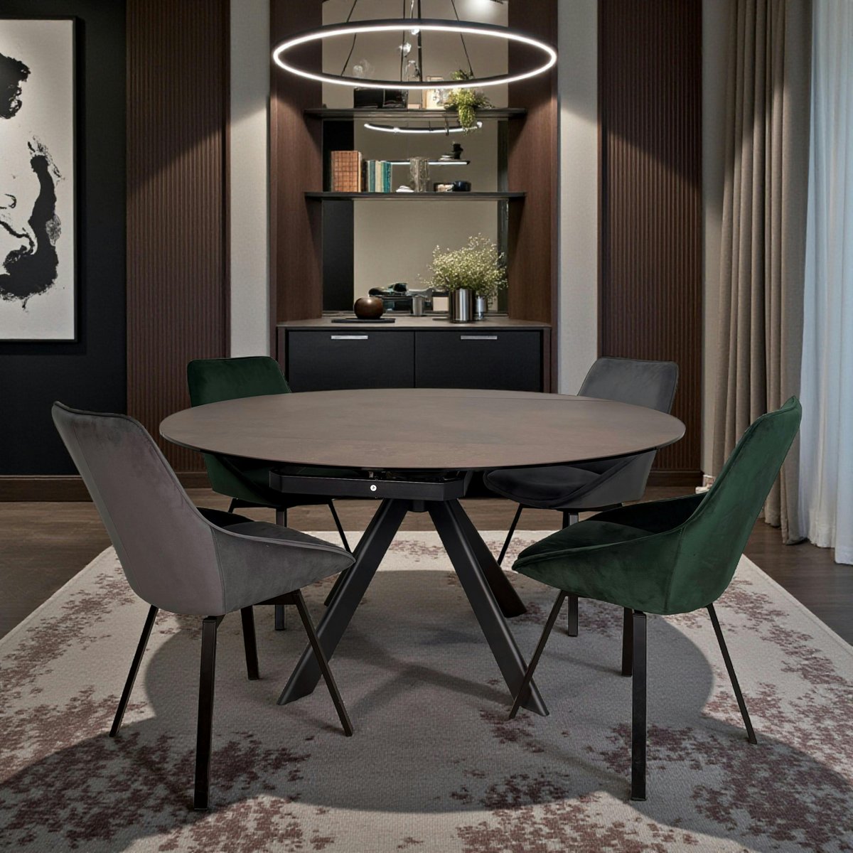 Table modulable en céramique 150 cm LOMBARDIE anthracite, PIER IMPORT