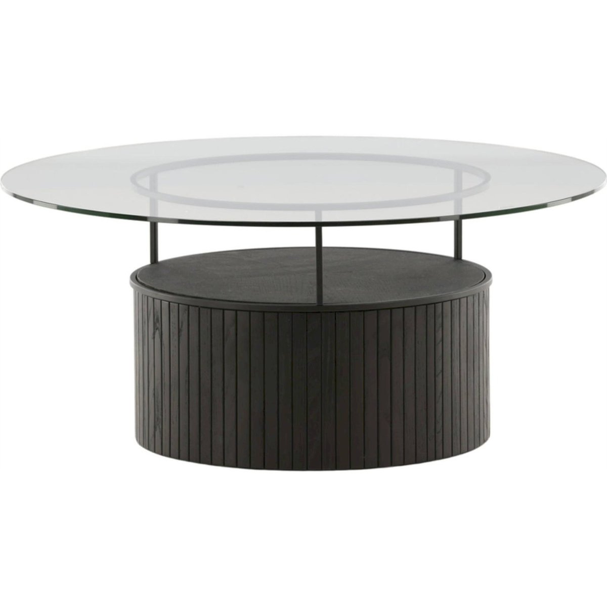 Table basse ronde collection SESANDALLY noir et transparent, RECOLLECTION