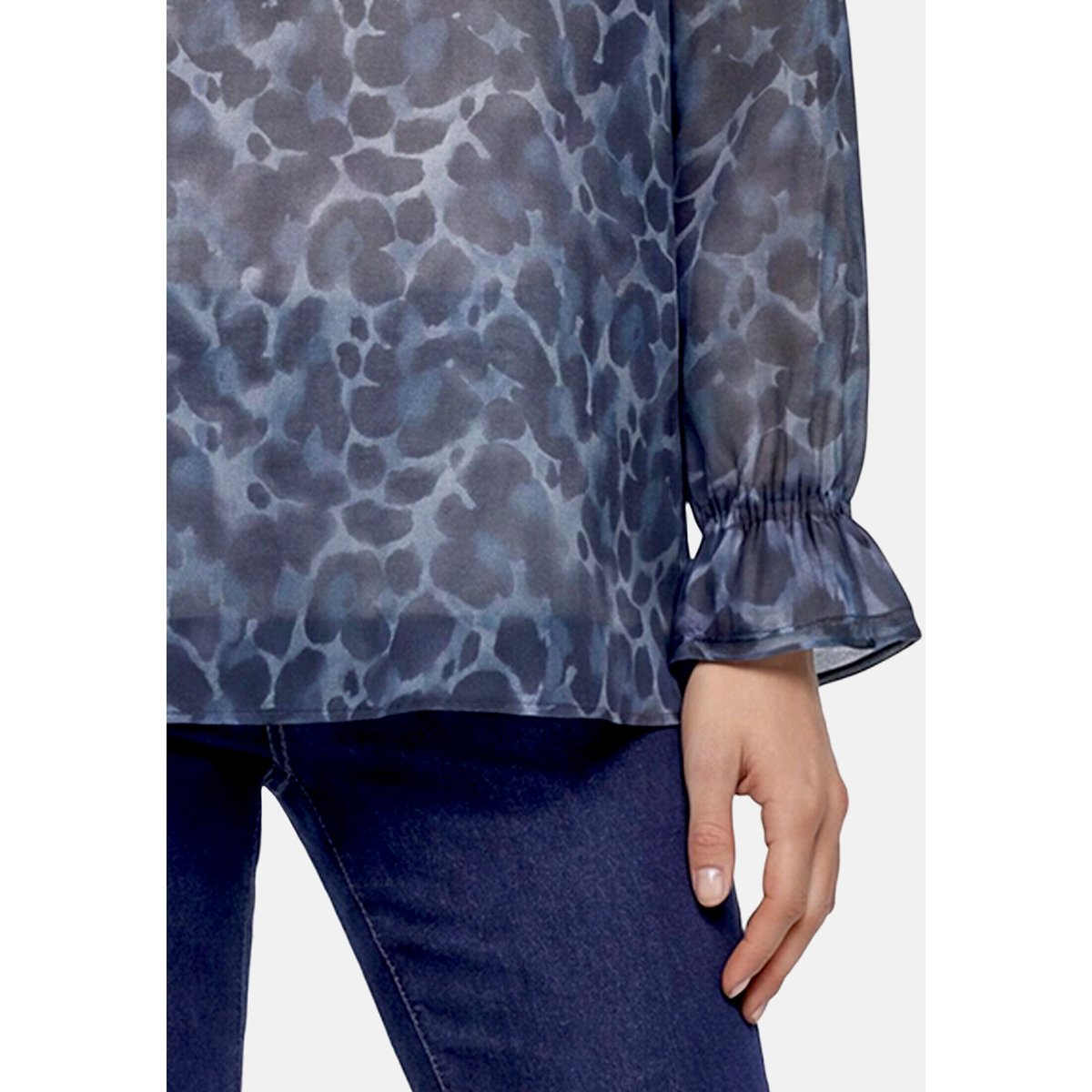 Chemisier en chiffon à imprimé animalier bleu/marron, BETTY BARCLAY