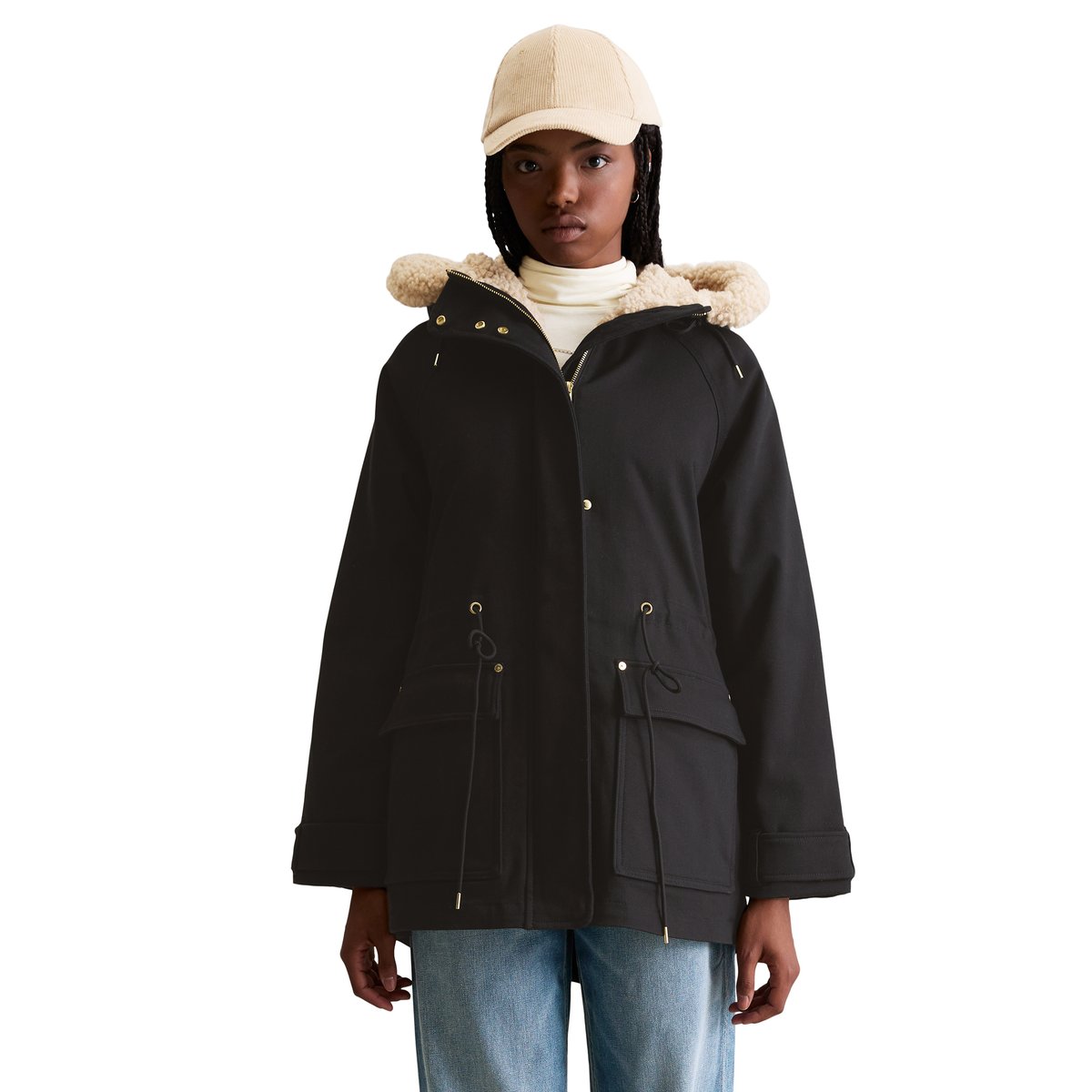 Veste outdoor oversize en sergé de coton bio stretch noir, MARC O’POLO DENIM