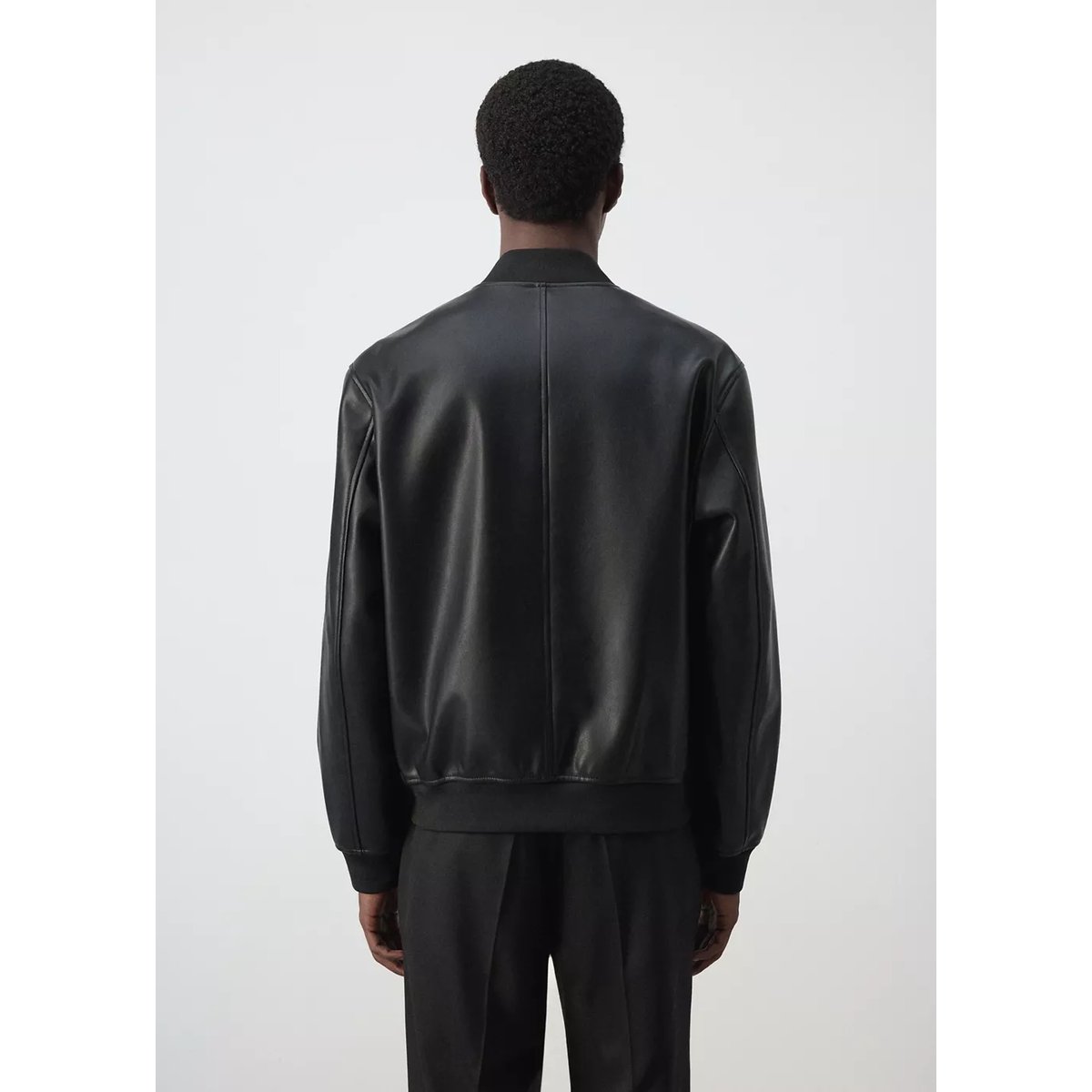 Blouson bomber simili-cuir noir, MANGO MAN