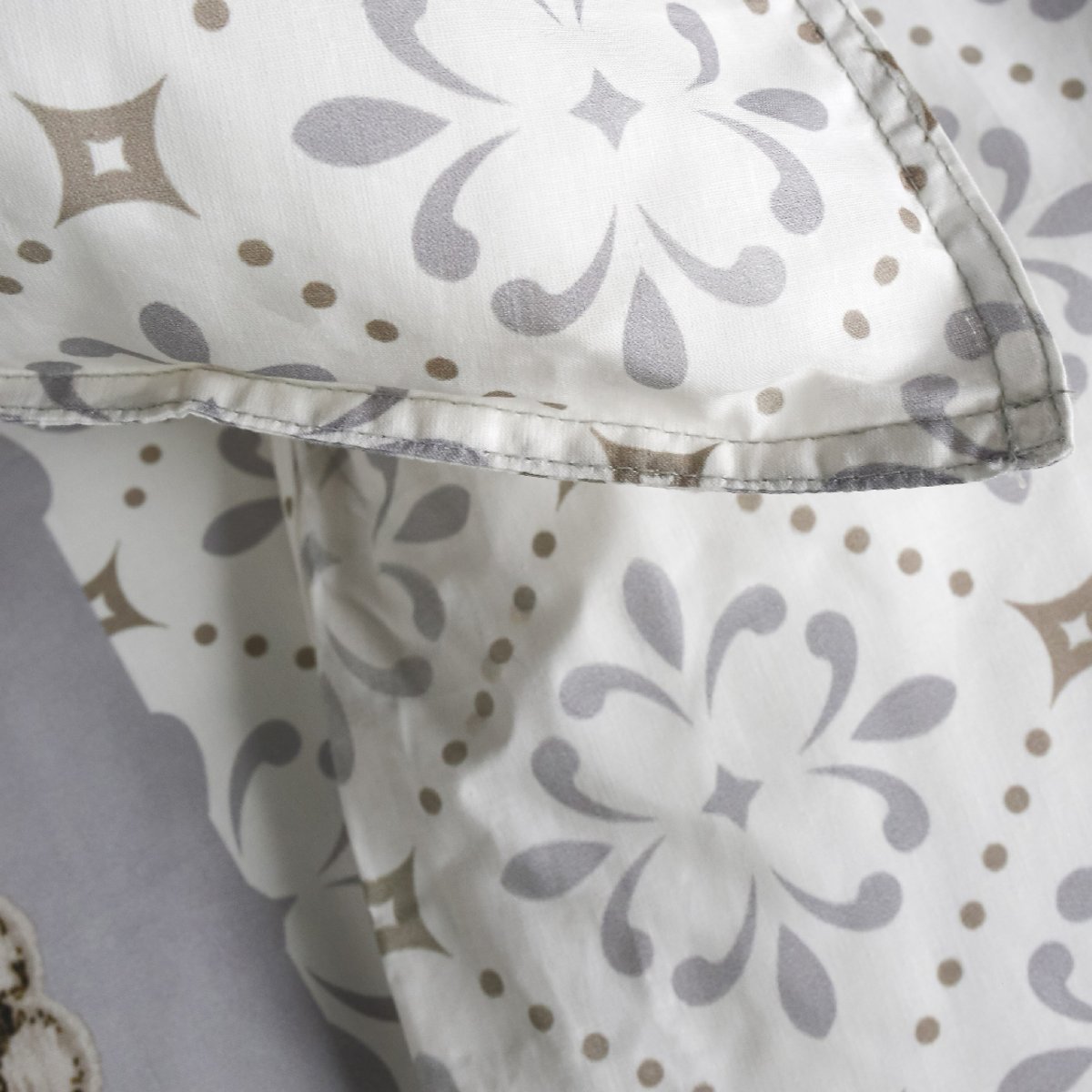 Parure de lit coton 2 personnes imprimé floral SUNSHINE blanc, TODAY