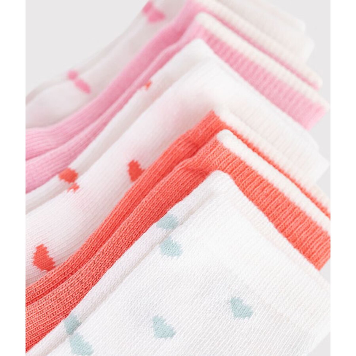 Lot de 5 chaussettes 15/18-19/22 rose + blanc + orange, PETIT BATEAU