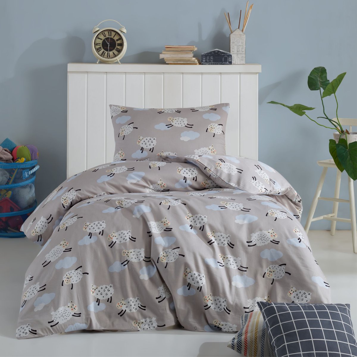 Parure de lit Mouton gris, TERRE DE NUIT