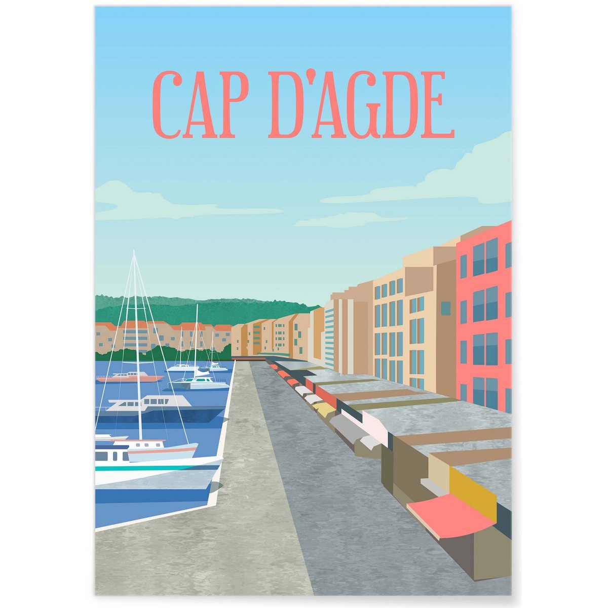 Affiche ville Cap d'Agde blanc, L'AFFICHERIE