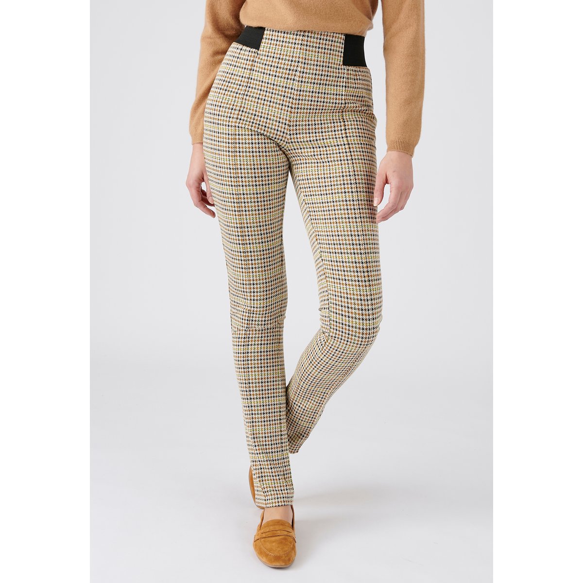 Pantalon maille milano uni ou carreaux blanc jaune carreaux, DAMART