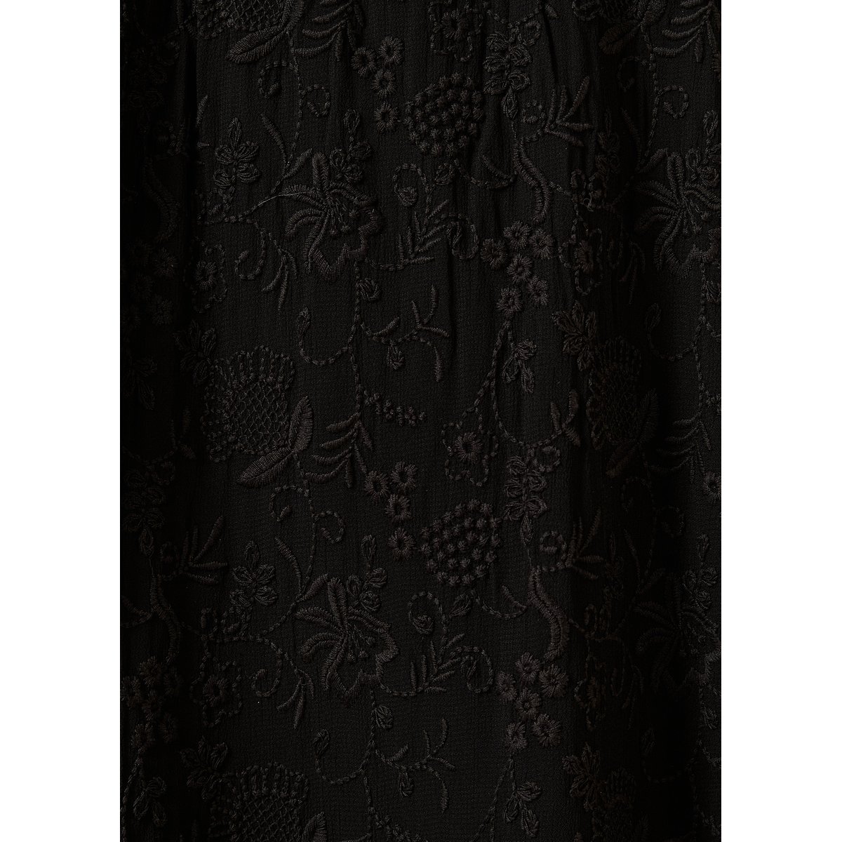 Robe courte brodée manches longues noir, LA FEE MARABOUTEE
