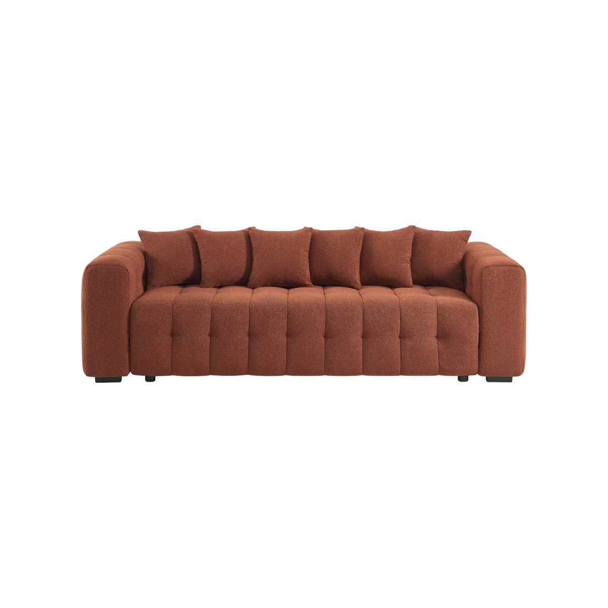 Canapé convertible 3 places bouclette texturée avec coffre LEON blanc, SWEEEK
