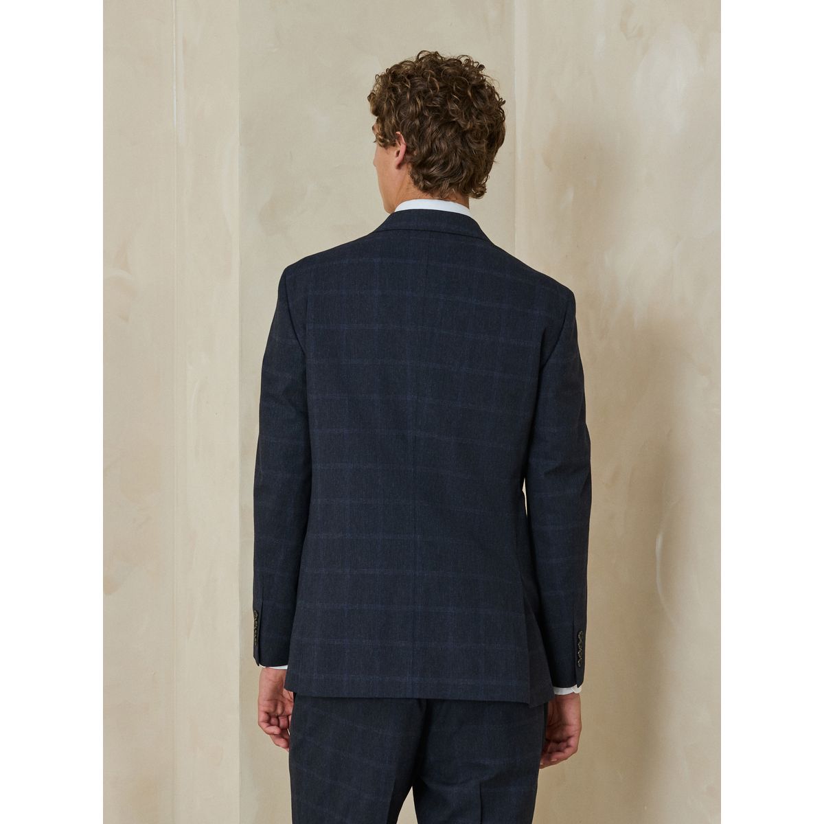 Veste de costume standard en coton à carreaux bleu marine, NEXT