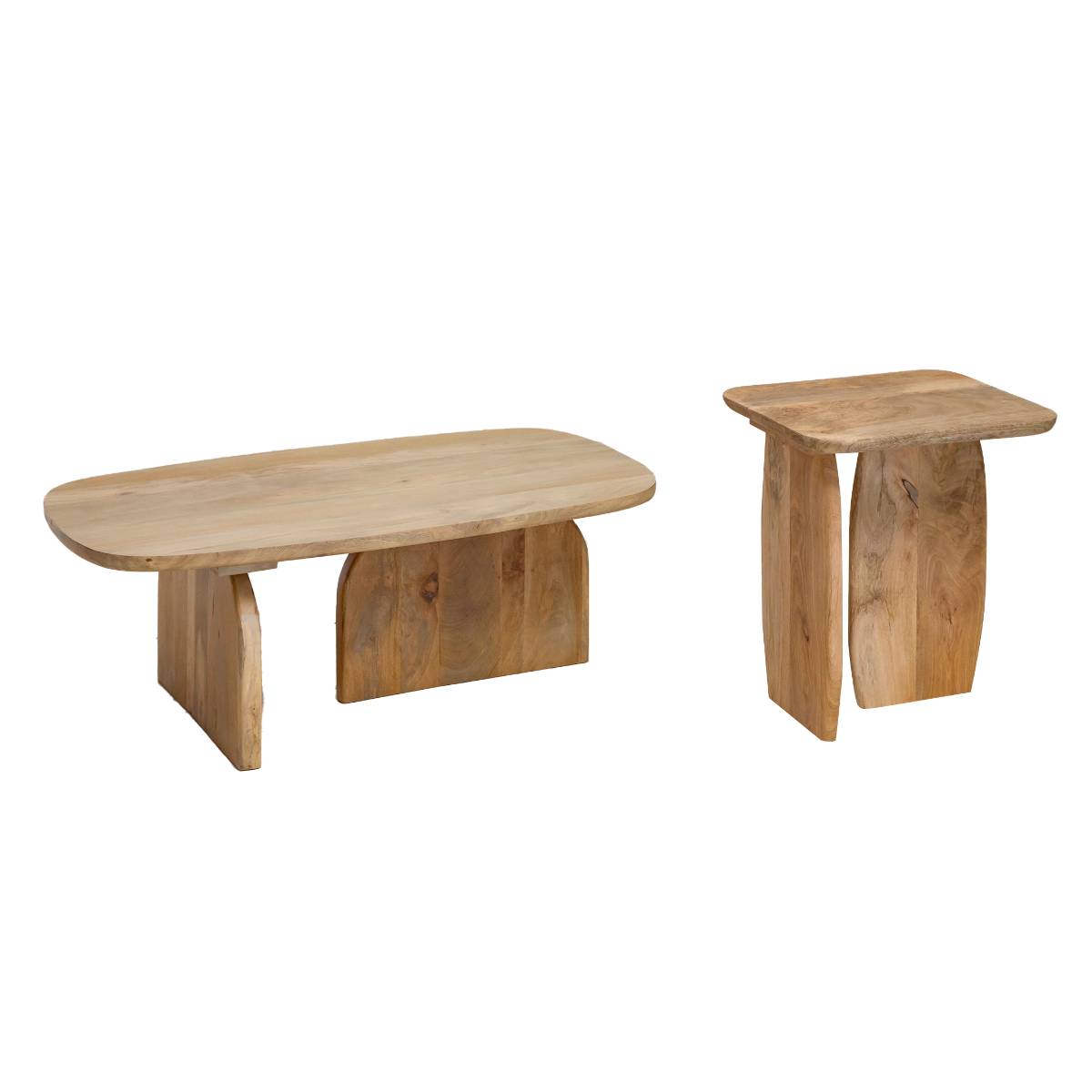Set en bois de manguier rectangle TOM bois clair, MADE IN MEUBLES
