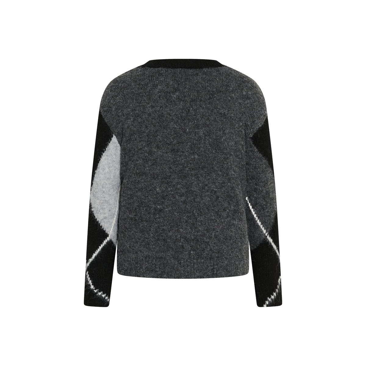 Pullover tricoté gris grey melange/black check, KAFFE CURVE