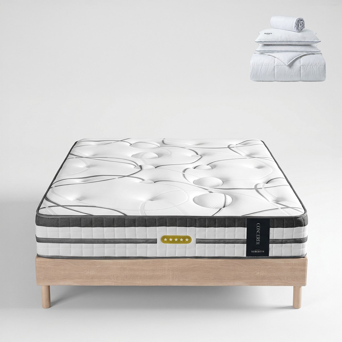Prêt-à-dormir CONCORDE avec Sommier SÉLÉNA et Accessoires blanc, MAISON AUBERTIN