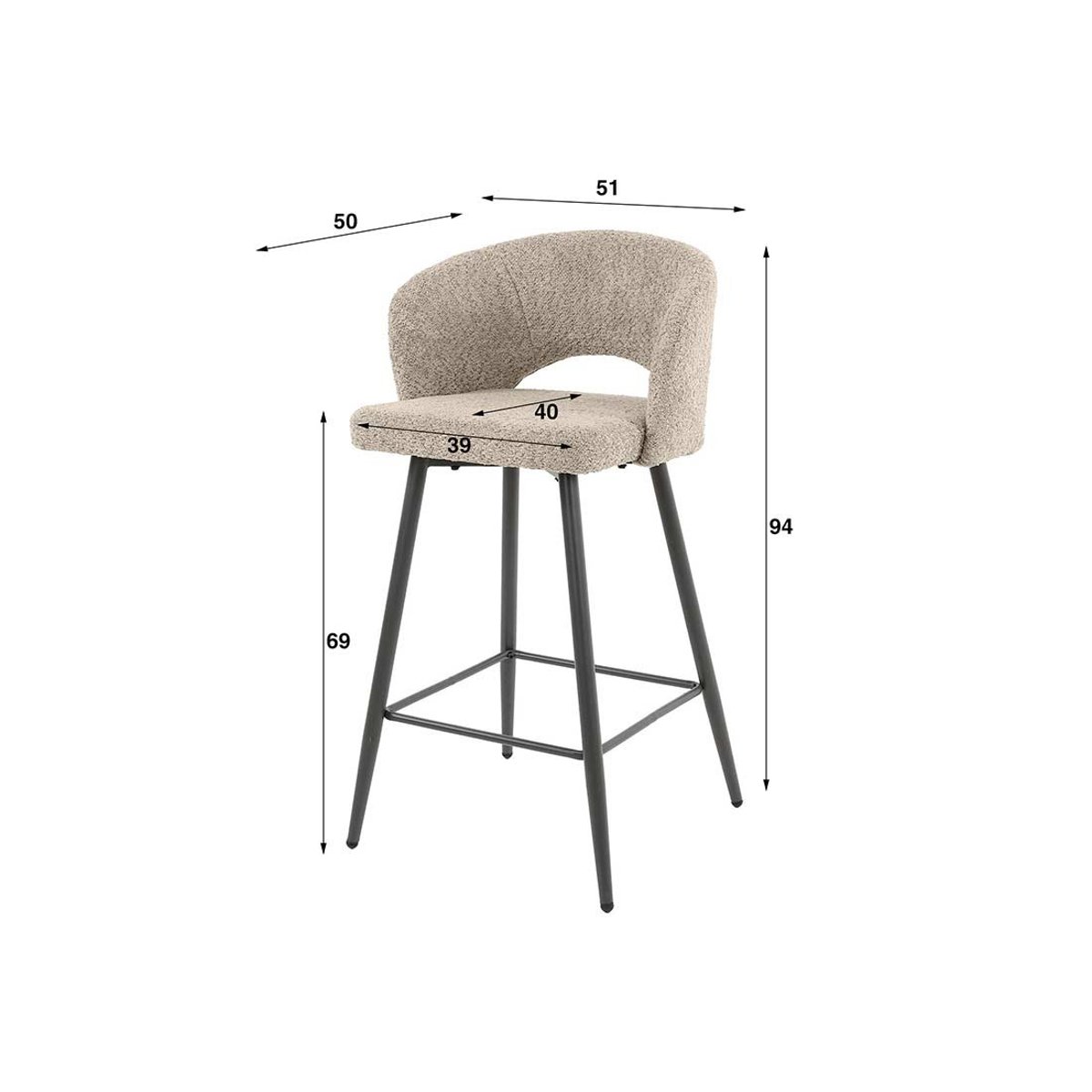 Lot de deux Tabourets de bar - 94 cm - PATTAYA sable, BEST MOBILIER