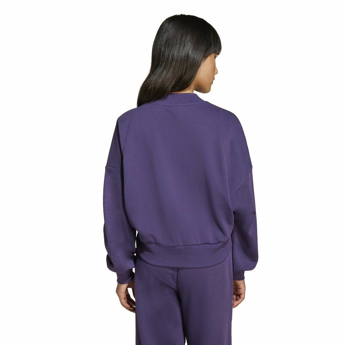 Sweater met ronde hals in niet-geruwd molton violet, ADIDAS SPORTSWEAR