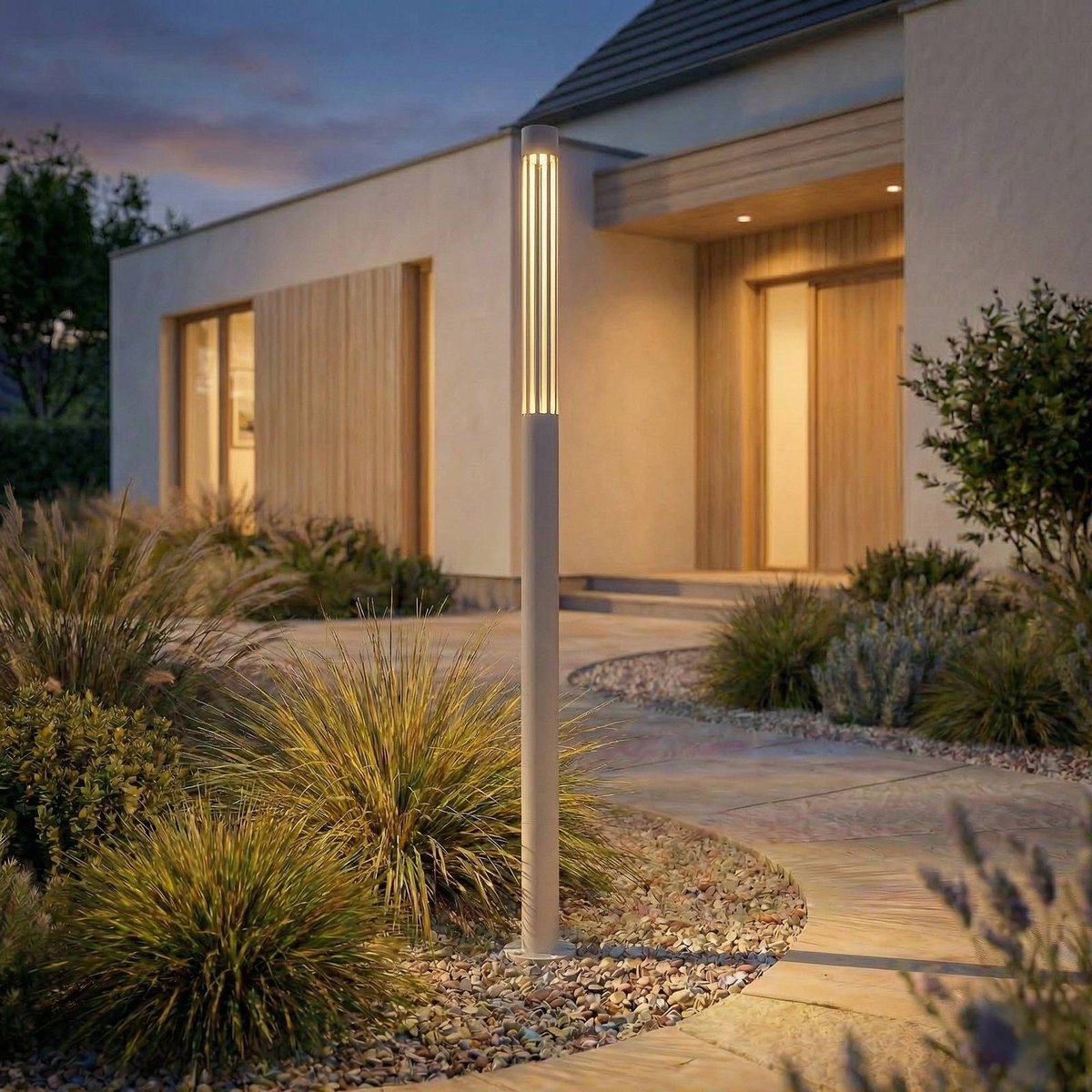 Luminaire extérieur en aluminium moderneLED gris pierre, blanc, LINDBY