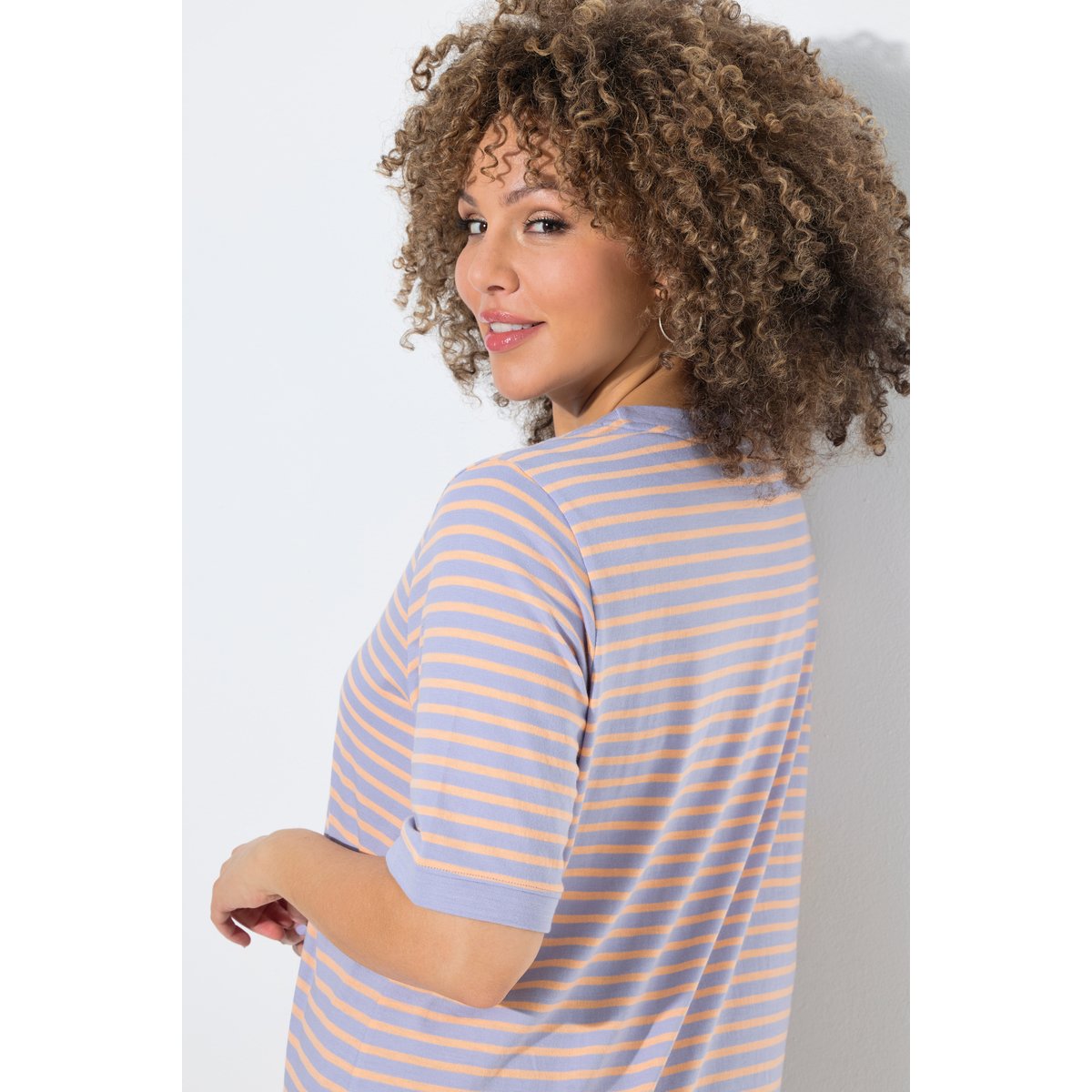 T-shirt rayé, coupe Classic Fit lavande, ULLA POPKEN