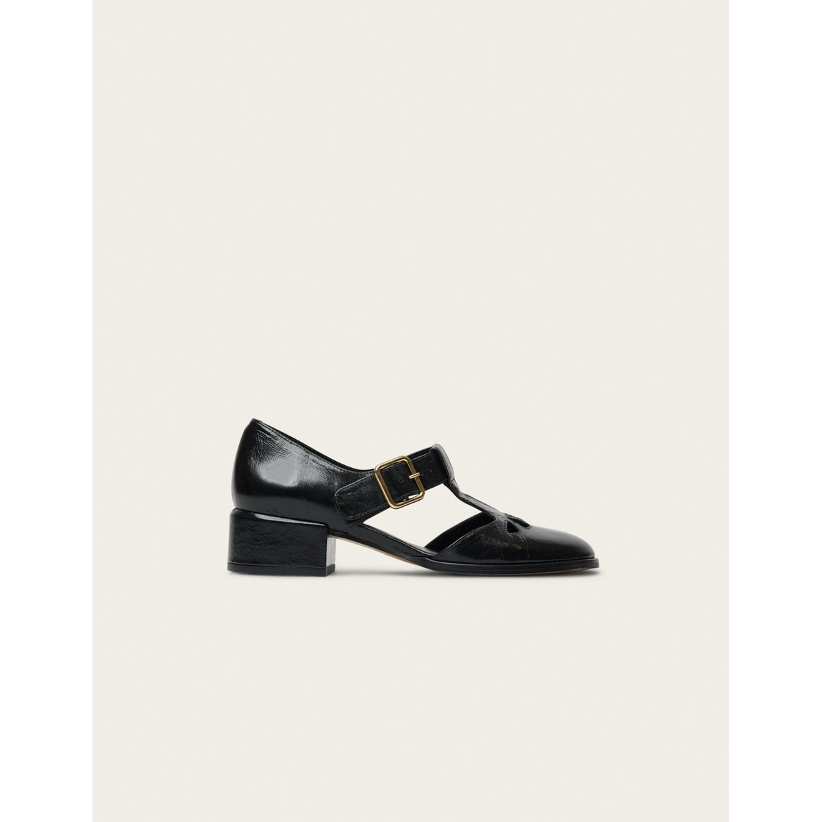 Escarpins OMI cuir plissé verni noir, ODAJE