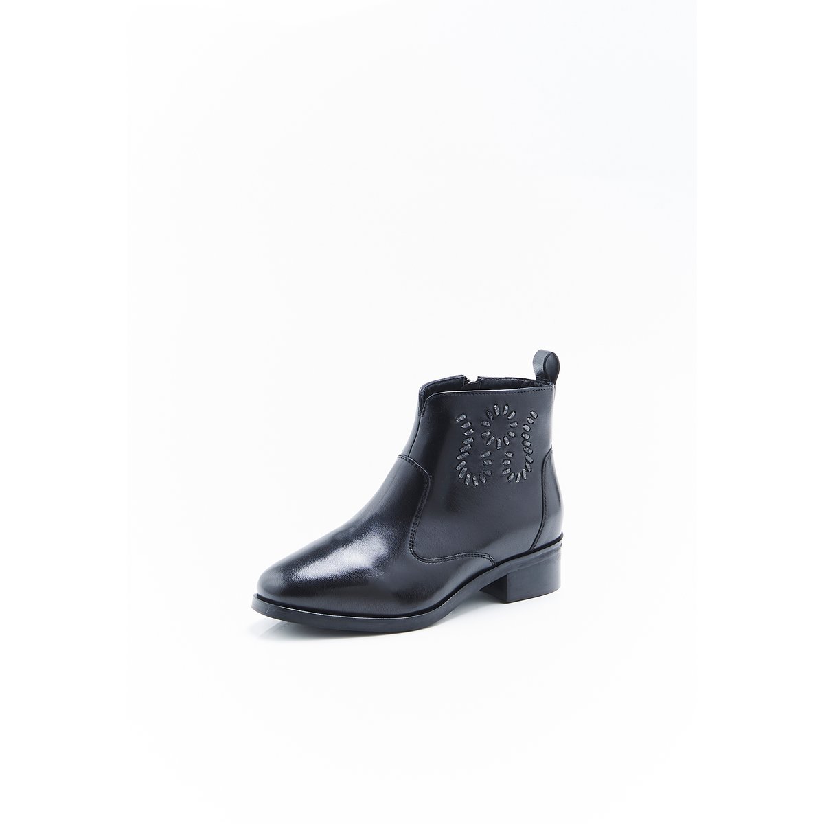 Bottines dessus cuir mouton noir, DAMART