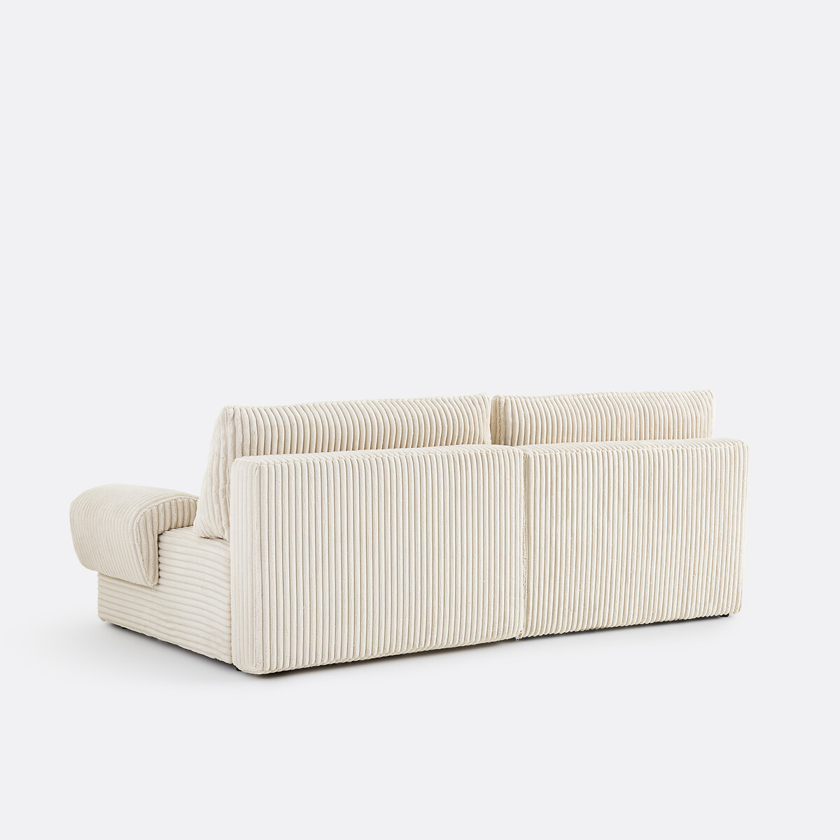 Canapé d'angle convertible avec coffre, en velours côtelé XL, MAONA ecru, LA REDOUTE INTERIEURS