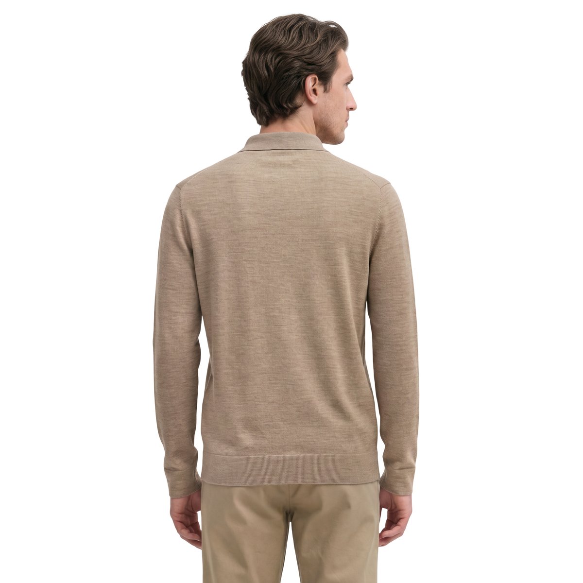Polo en maille, coupe classique en laine vierge douce beige, MARC O'POLO