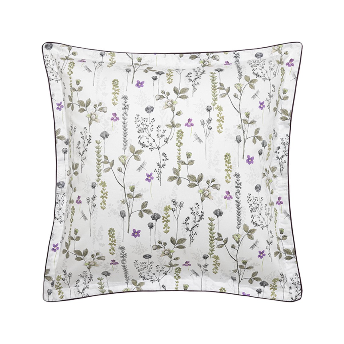 Taie d'oreiller imprimée en satin de coton bio, BUCOLIQUE blanc, ALEXANDRE TURPAULT