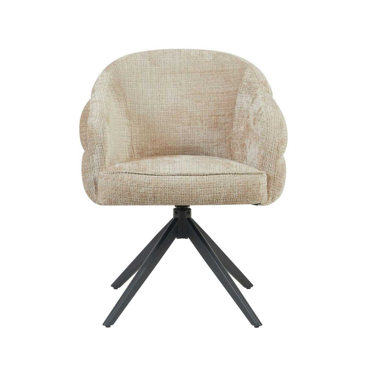 Chaise arrondie pivotante en tissu chenille (lot de 2) CORTINA beige, PIER IMPORT