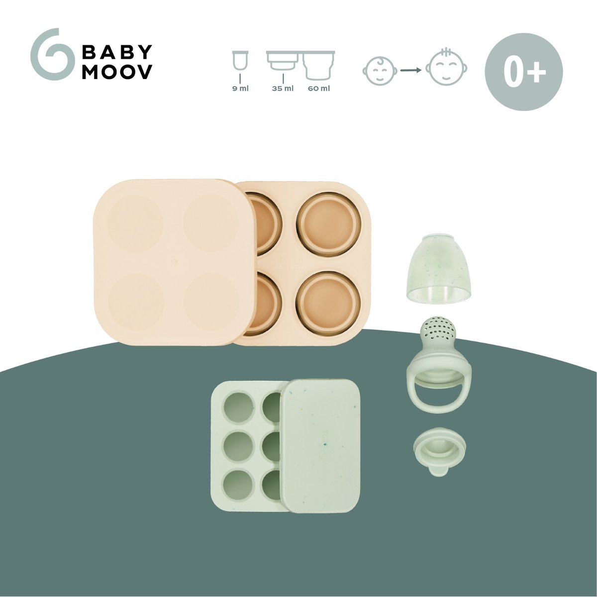 Set contenants silicone & grignoteuse multicolore, BABYMOOV