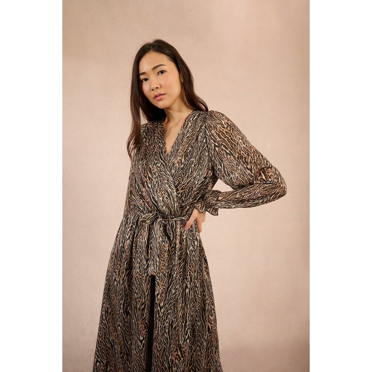 Animal Print Wrapover Dress animal print, MOLLY BRACKEN