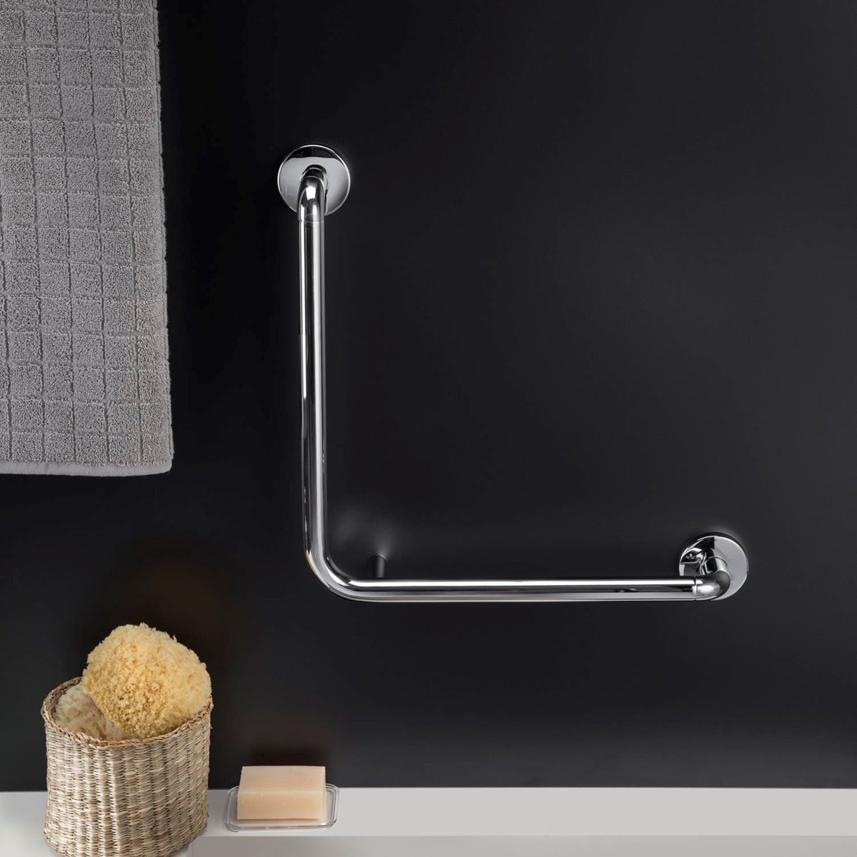 Barre D'appui Wc Angle Gauche ARCHITECT chrome, COSMIC