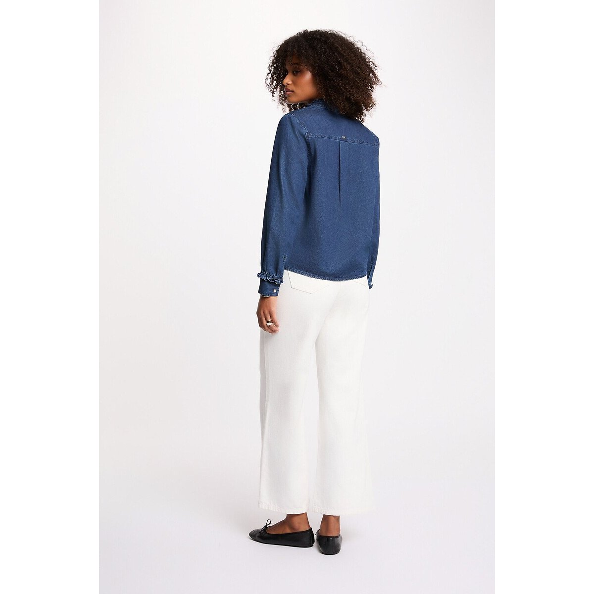 Denim Mandarin Collar Blouse untreated blue, MORGAN