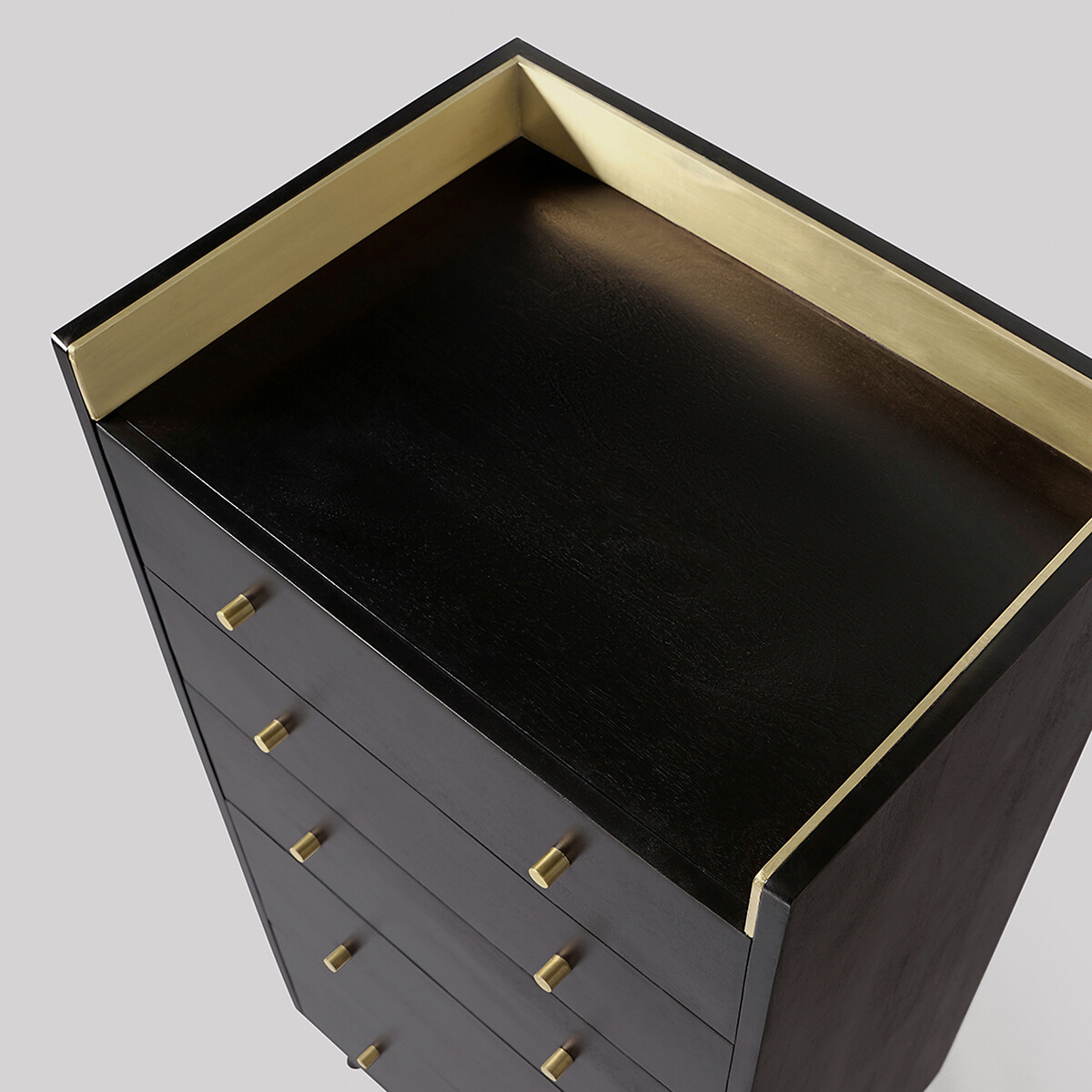 Fresco Mango Wood 5 Drawer Chest Of Drawers black, SWOON