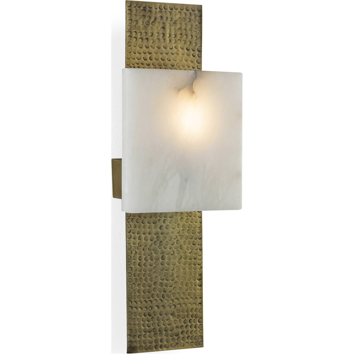 Applique murale en marbre et laiton rectangulaire blanc albâtre et laiton vieilli, RECOLLECTION