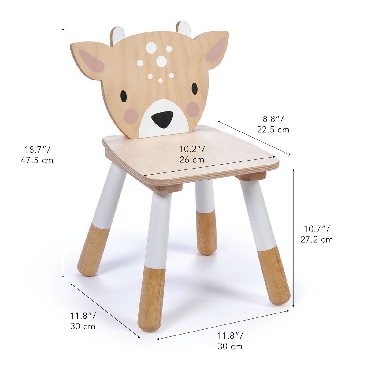 Chaise enfant cerf beige, blanc, TENDER LEAF TOYS