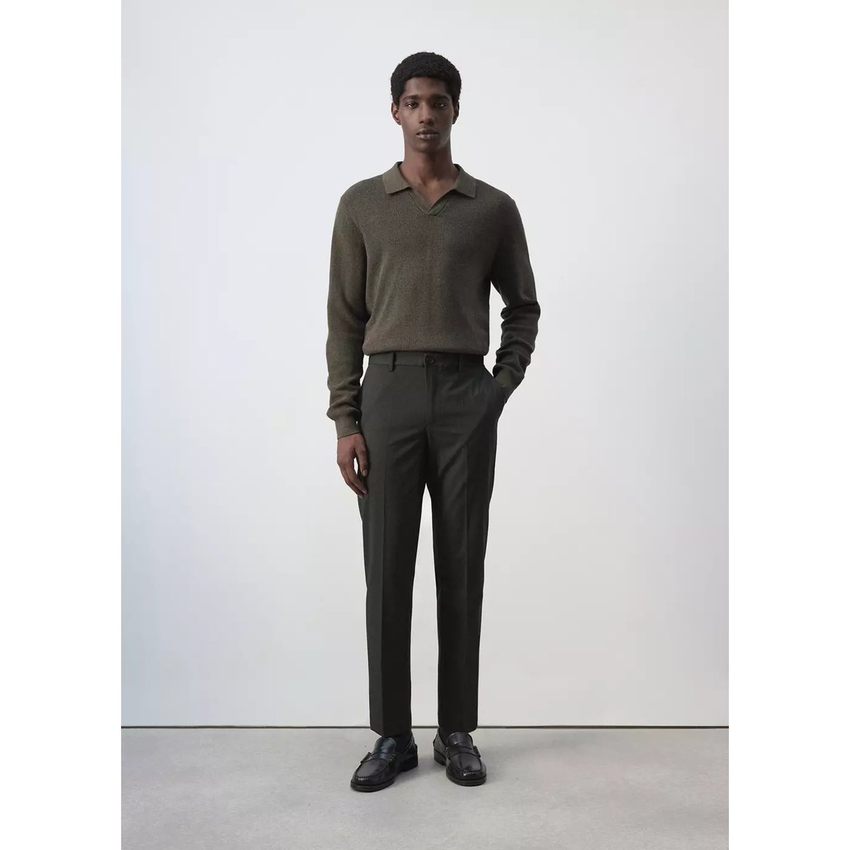 Pantalon Bologna cropped slim-fit kaki, MANGO MAN