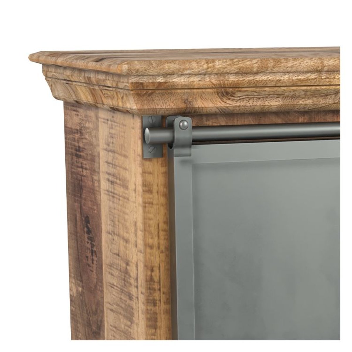 Petit buffet en bois et métal 1 porte 3 tiroirs - TABUK bois foncé et métal gris foncé, MAISON PAVANE