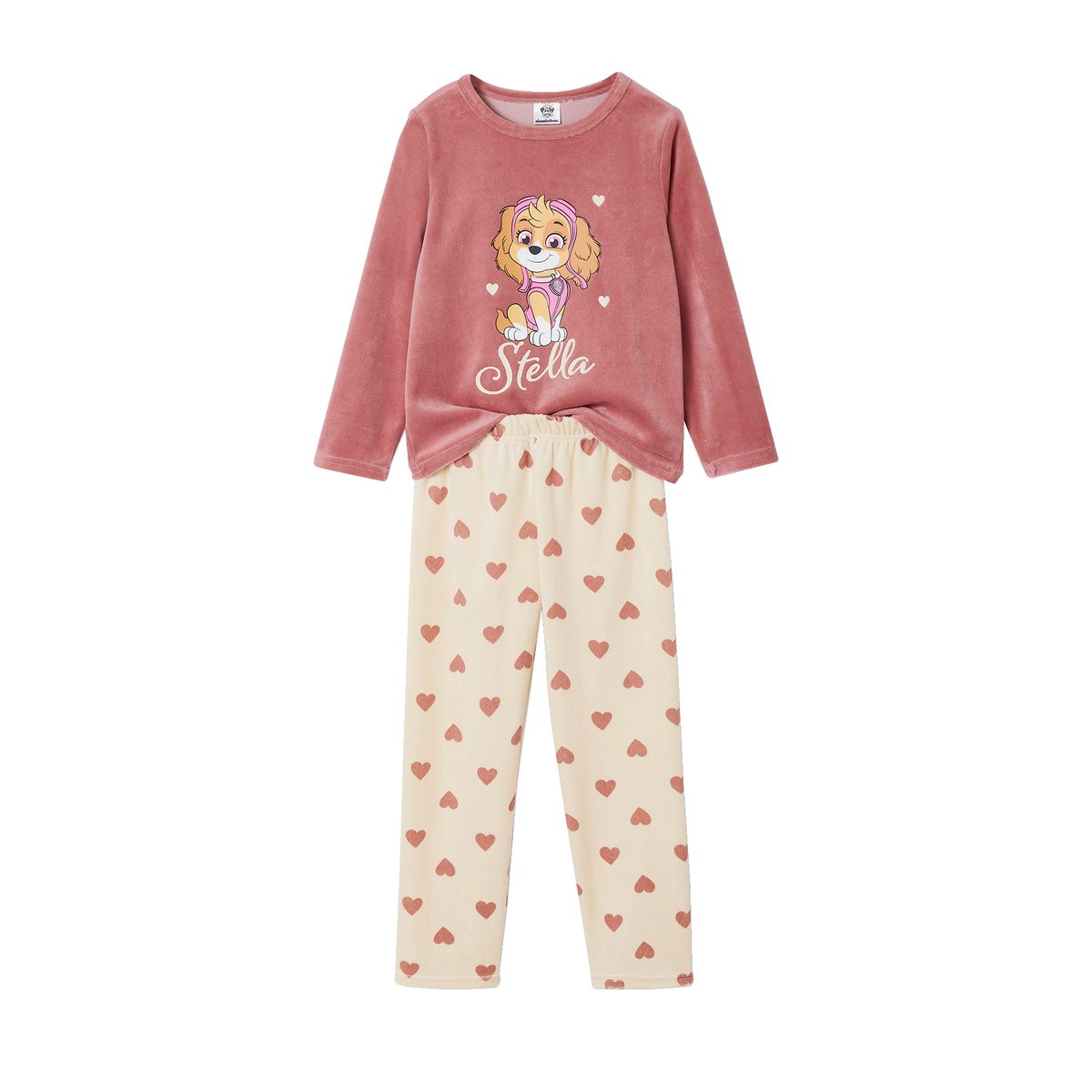 Pyjama Pat'Patrouille en velours rose/écru, VERTBAUDET