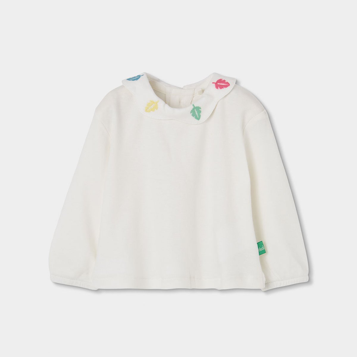 Ensemble bébé fille en maille brodé feuilles blanc, BOBOLI