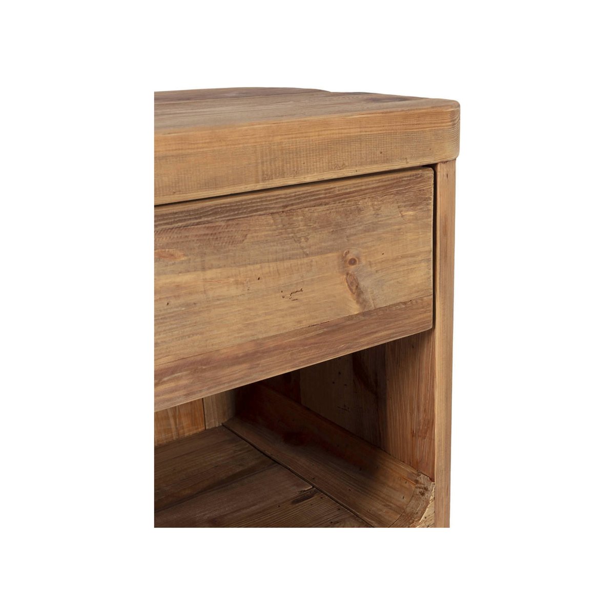 Table de chevet en pin, Style rustique naturel vieilli, RECOLLECTION