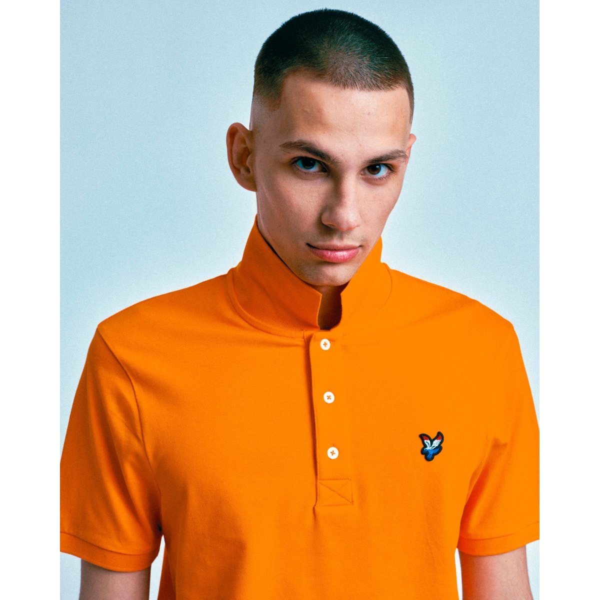 Polo à motif d'aigle néerlandais orange vif, LYLE & SCOTT