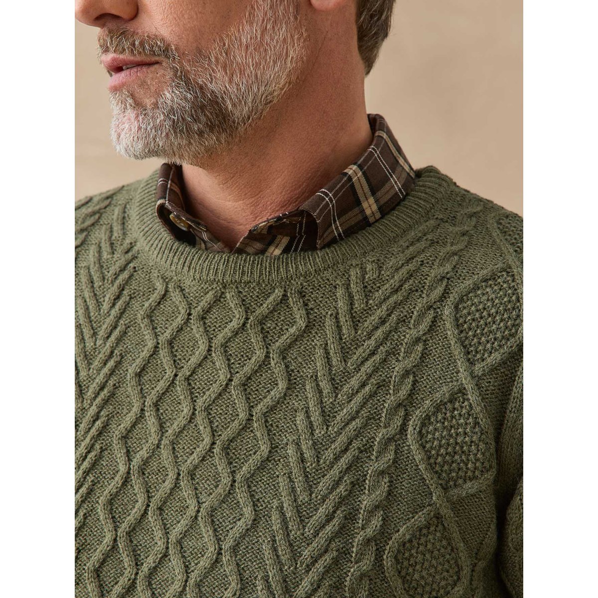 Pull 30% laine col rond kaki, DAXON