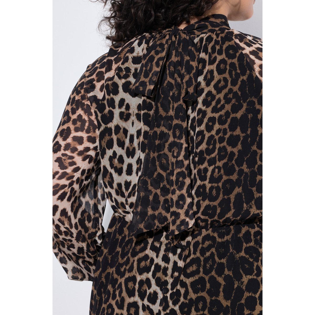 Robe midi motif léopard, coupe évasée chameau, ULLA POPKEN